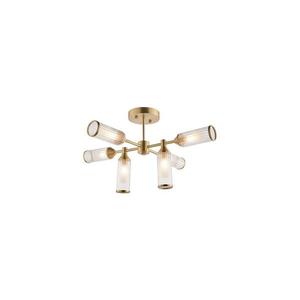 Endon 92213 - Lustru pe tija, 6 x G9 (3 W), 230 V, finisaj alamă imagine