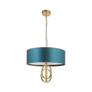 Endon 95220 - Candelabru suspendat pe lanț, 3x E27, 10W, 230V, Ø 60 cm, albastru/alamă imagine