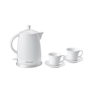 Concept RK0040 - fierbător electric rapid, 1, 5 l, 1500 W/230 V, alb/ceramică + 2x cești cu farfurioare imagine