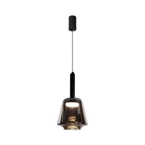 Pendul pe cablu BUENO 1xGX53/9W/230V Ø 18 cm, sticlă fumurie, negru imagine