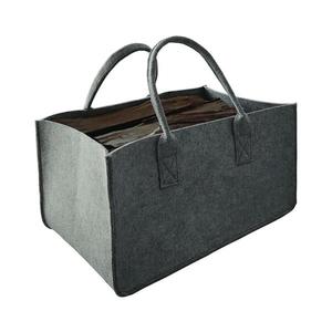Coș din pâslă cu mânere pentru lemne 27x50 cm gri imagine