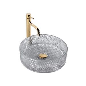 REA-U9615 - Lavoar pentru blat CRISTAL Ø 35, 5 cm sticlă/gri imagine