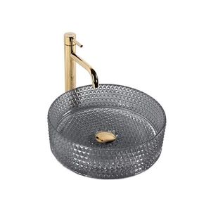 REA-U9671 - Lavoar pentru montaj pe blat CRISTAL Ø 35, 5 cm sticlă/gri fumuriu imagine