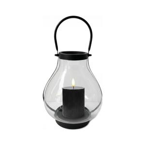 Felinar decorativ GLASSY, 25 cm, negru imagine