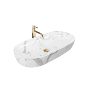REA-U8403 - Lavoar CLEO 41x81 cm pentru blat, ceramică cu decor de marmură imagine