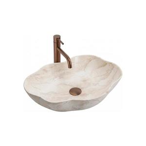 REA-U0619 - Lavoar pentru blat PEARL 38x50, 5 cm ceramică/bej imagine