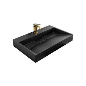 REA-U8802 - Lavoar pe blat GOYA 46 x 70 cm, conglomerat, negru mat imagine