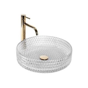 REA-U8881 - Lavoar pe blat CRISTAL Ø 39 cm, sticlă transparentă imagine