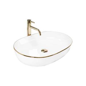 REA-U6211 - Lavoar pentru blat CLEO 41 x 60, 5 cm, ceramică, alb/auriu imagine