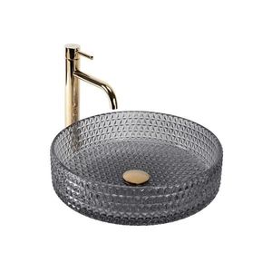 REA-U8880 - Lavoar pe blat CRISTAL, Ø 39 cm, sticlă/gri fumuriu imagine
