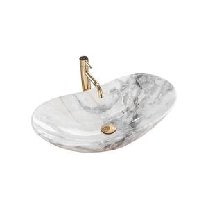 REA-U8596 - Lavoar pe blat ROYAL 36 x 62, 5 cm, ceramică, alb/gri, imitație de piatră imagine