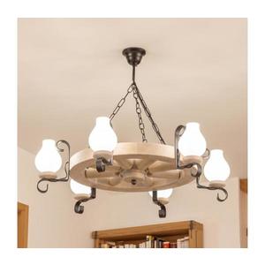 Brilagi - Lustră cu lanț ROATA 6xE14/40W/230V stejar imagine