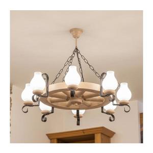 Brilagi - Candelabru cu lanț ROATA, 8xE14/40W/230V, stejar imagine