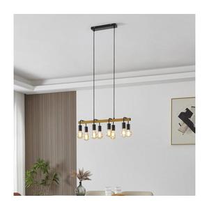 Eglo 43316 - Lustră suspendată pe cablu ERRIBERA 8xE27/40W/230V stejar/negru imagine