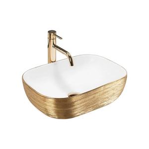REA-U7422 - Lavoar pentru blat BELINDA 33x46, 5 cm ceramică/alb/auriu imagine