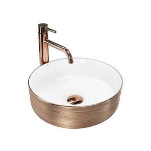 REA-U3303 - Lavoar pentru montare pe blat SAMI, Ø 37 cm, ceramică, alb/auriu imagine