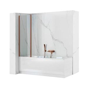 REA-W5696 - Paravan de cadă pliabil AGAT, 140 x 80 cm, cupru periat / transparent imagine