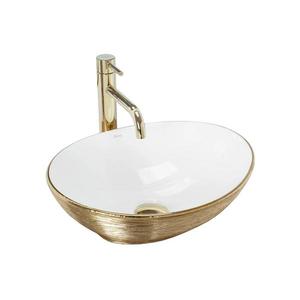 REA-U3697 - Lavoar SOFIA pe blat 34, 5x41 cm ceramică/alb/auriu periat imagine