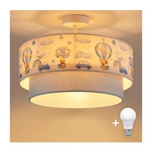 Brilagi-LED Plafonieră aplicată pentru copii BOBO, 1xE27/60W/230V, Ø40 cm, crem/albastru/cu ursuleț imagine