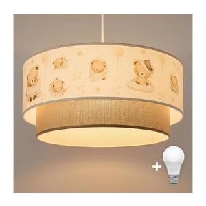 Brilagi- Lampă suspendată LED pentru copii BOBO pe cablu 1xE27/60W/230V Ø 40 cm alb/bej/cu ursuleț imagine