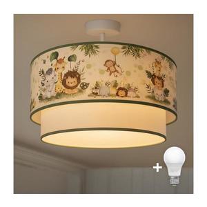 Brilagi-LED Plafonieră aplicată pentru copii BOBO, 1xE27/60W/230V, Ø 40 cm, crem/verde/junglă imagine