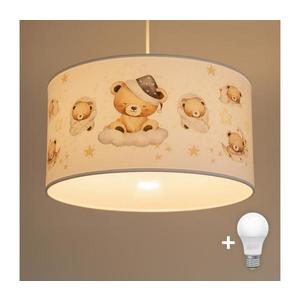 Brilagi - Lustră LED suspendată pe cablu pentru copii BOBO, 1xE27/60W/230V, diametru 35 cm, alb/cu ursuleți imagine