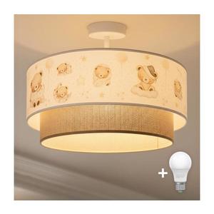 Brilagi-LED Plafonieră pentru copii BOBO 1xE27/60W/230V Ø 40 cm alb/bej/cu ursuleț imagine