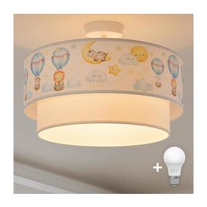 Brilagi-LED Plafonier aplicat pentru copii BOBO, 1xE27/60W/230V, Ø 40 cm, alb/bej/cu motive animale imagine