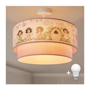 Brilagi - Plafonieră LED aplicată pentru copii BOBO, 1x E27/60W/230V, Ø 40 cm, roz/zâne imagine