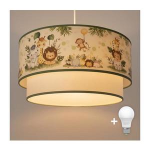 Brilagi-LED Lampă suspendată pentru copii BOBO, cu cablu, 1xE27/60W/230V, Ø 40 cm, crem/verde/junglă imagine