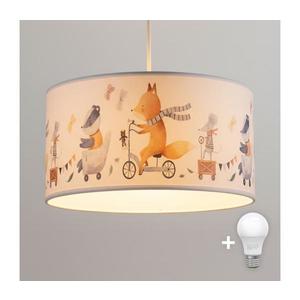 Brilagi - Lustră LED suspendată pentru copii BOBO, 1xE27/60W/230V, Ø 35 cm, alb/cu animale imagine
