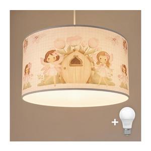 Brilagi - Lustră suspendată LED pentru copii BOBO, 1xE27/60W/230V, Ø 35 cm, roz/zâne imagine