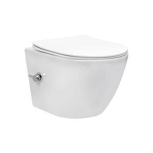REA-C9701 - Vas WC suspendat CARLO LUX, ceramică/albă, cu duș bideu și capac WC imagine