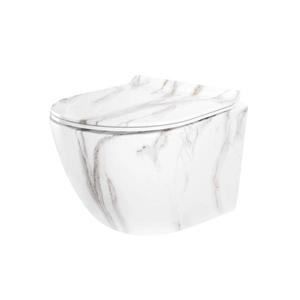 REA-C6390 - Vas WC suspendat cu capac CARTER TORNADO RIMLESS, ceramică/imitație de piatră imagine