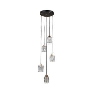 PND-40813-5R-BK-HBR - Lustră suspendată pe cablu TORNO, 5xE14/40W/230V, negru/auriu imagine