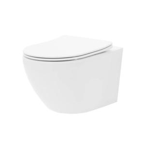 REA-C2760 - Vas WC suspendat CARLO FLAT MINI RIMLESS cu capac, ceramică, alb lucios imagine