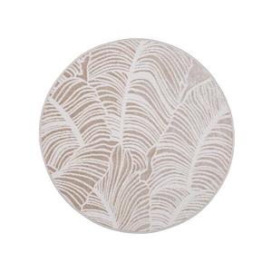 Covor rotund SALAMANCA 100 cm bej/alb/model cu frunze imagine
