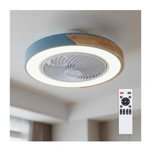 Brilagi - Lampă LED dimabilă cu lator, 38 W, 230 V, 50 cm, albastru/stejar + telecomandă imagine