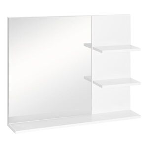 Imagine kleankin Dulap Oglindă Baie cu 3 Rafturi Spațiu Depozitare MDF Alb 60x10x48cm | Aosom Romania