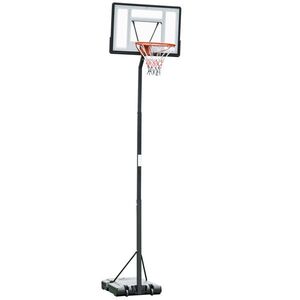 Imagine HOMCOM Cos Baschet Adulti cu Inaltime Reglabila 302-352cm, Structura din Otel, PE si PVC, Negru | Aosom Romania