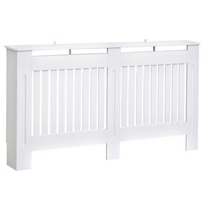 Imagine HOMCOM Husă pentru Calorifer din Lamele MDF, 152x19x81 cm, Alb | Aosom Romania