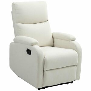 Imagine HOMCOM Fotoliu Recliner din In cu Suport Reglabil pentru Picioare, 69x91, 5x103 cm, Alb crem | Aosom Romania