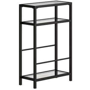 Imagine HOMCOM Măsuță de Cafea cu 3 Rafturi din Sticlă și Oțel 40x18x62 cm Negru | Aosom Romania