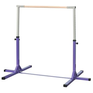 Imagine HOMCOM Bară de Gimnastică pentru Copii 3+ Ani cu Înălțime Reglabilă, Oțel și Lemn de Fag, Violet | Aosom Romania