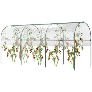Imagine Outsunny Seră de grădină seră pentru roșii 4 arcuri din oțel pânză din PVC 4 x 1, 23 x 1, 71 m verde | Aosom Romania