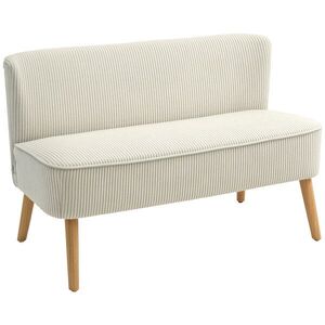 Imagine HOMCOM Canapea cu două locuri, umplutură moale, husă ușor de întreținut, până la 150 kg, 117 x 56, 5 x 77 cm, Alb crem | Aosom Romania