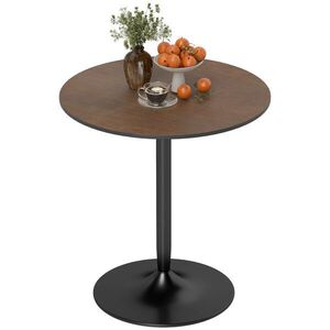 Imagine HOMCOM Masă de dining rotundă 70 cm pentru 2 persoane cu blat din placaj de lemn masiv și baza din oțel maro | Aosom Romania