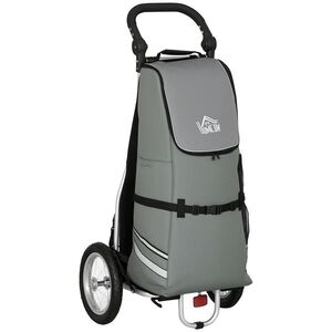 Imagine HOMCOM 3 în 1 Carucior de Cumpărături Carucior de Cumpărături Remorcă pentru Bicicletă, 53 x 43 x 110 cm, Gri+Argintiu | Aosom Romania