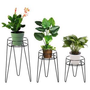 Imagine Outsunny Set 3 Suporturi pentru Plante, înălțime 23, 5/30/42cm Suporturi pentru Ghivece din Metal, Suporturi pentru Plante pentru Interior și Exterior, Negru | Aosom Romania