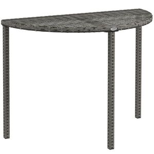 Imagine Outsunny Masa de balcon, semi-rotundă, din poliratan+metal, 100x50x74 cm, Gri | Aosom Romania